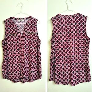 Jones Studio L Sleeveless Top Retro Print